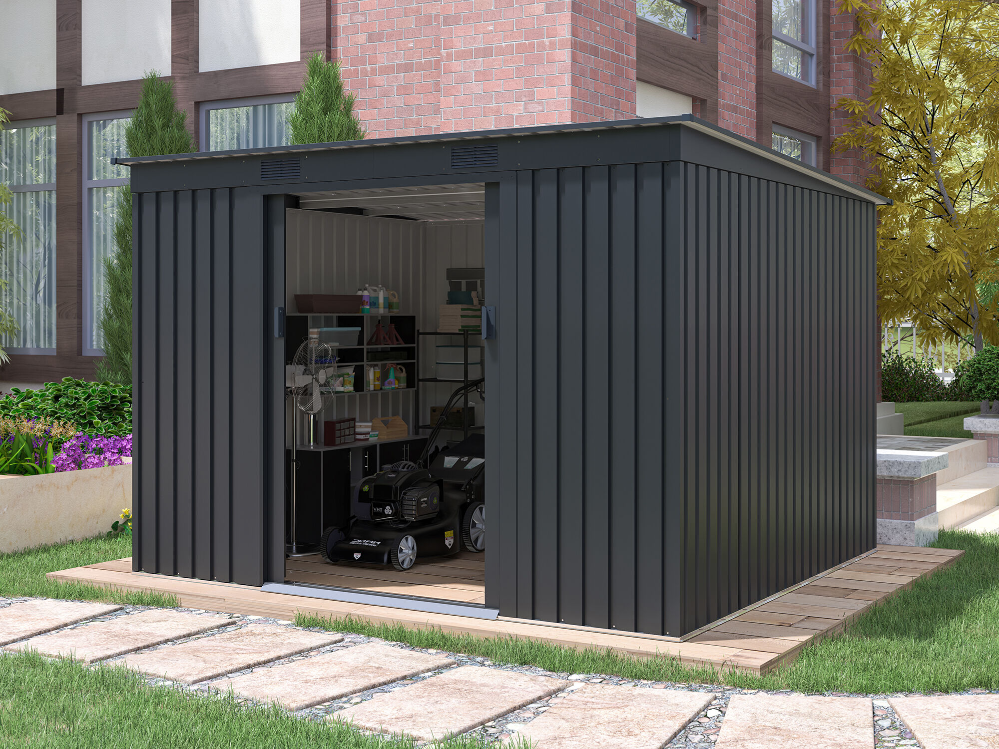 24 % reduziert: Metall Gerätehaus Modell Pento 6,29 m² 6m² Unkategorisiert online kaufen