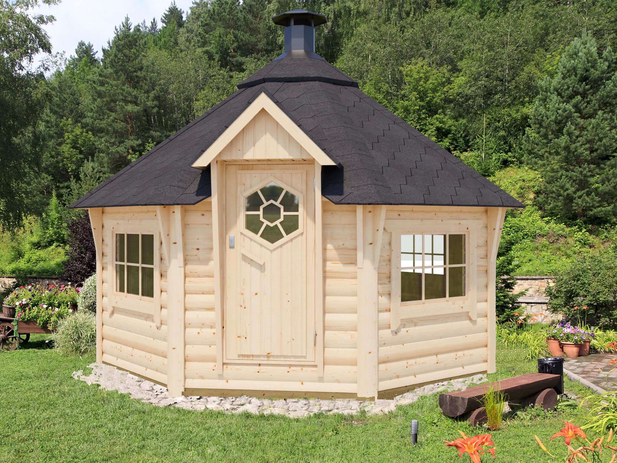 26 % reduziert: Fjordholz 8-Eck Grillkota Modell Lasse 12,0m² DeLu 12m² Unkategorisiert online kaufen