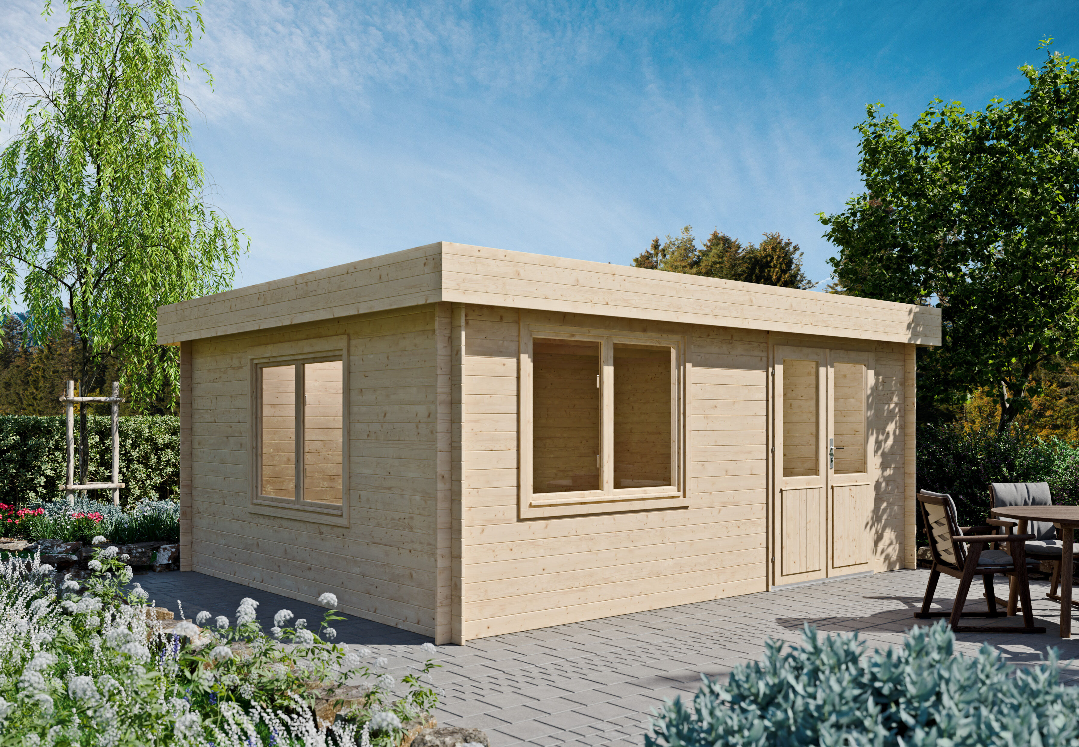 26 % reduziert: Fjordholz Flachdach Gartenhaus-Sonderangebot Modell Orka 28 A 20m² Unkategorisiert online kaufen