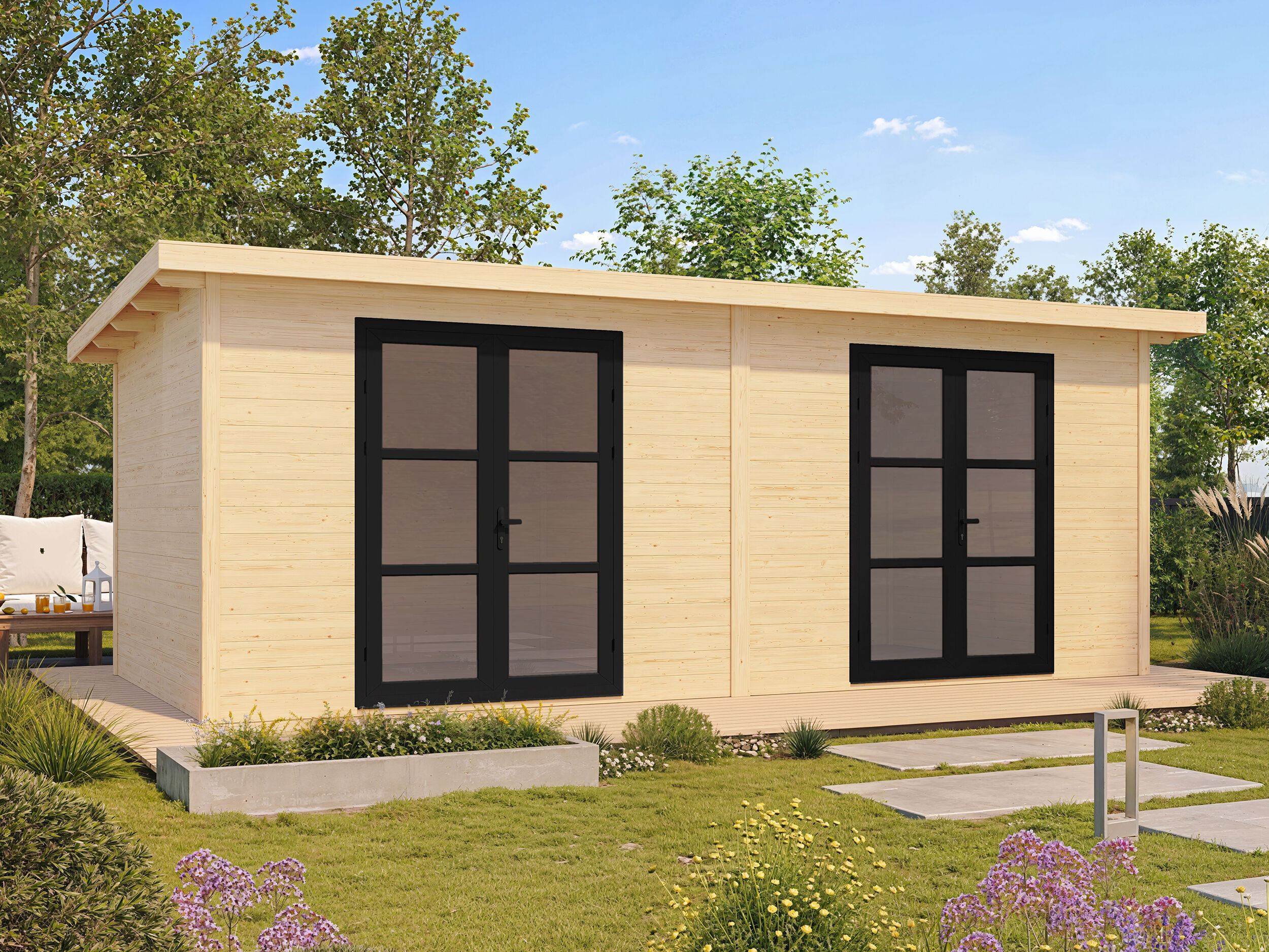 26 % reduziert: Fjordholz Gartenhaus-Sonderangebot Modell Alu Line 28-H 18m² Unkategorisiert online kaufen