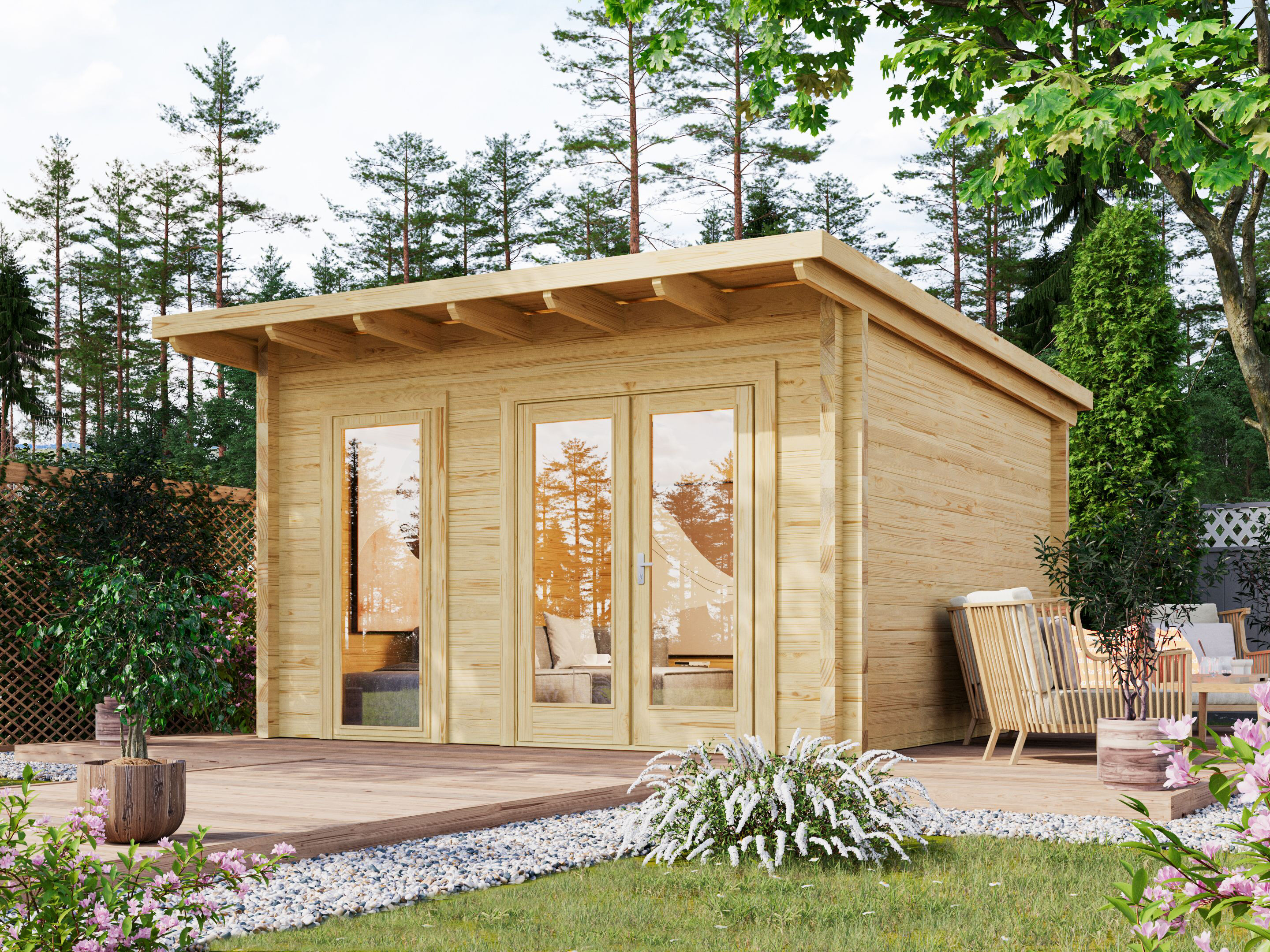 26 % reduziert: Fjordholz Gartenhaus-Sonderangebot Modell Berlin 70 C Modern 13m² Unkategorisiert online kaufen