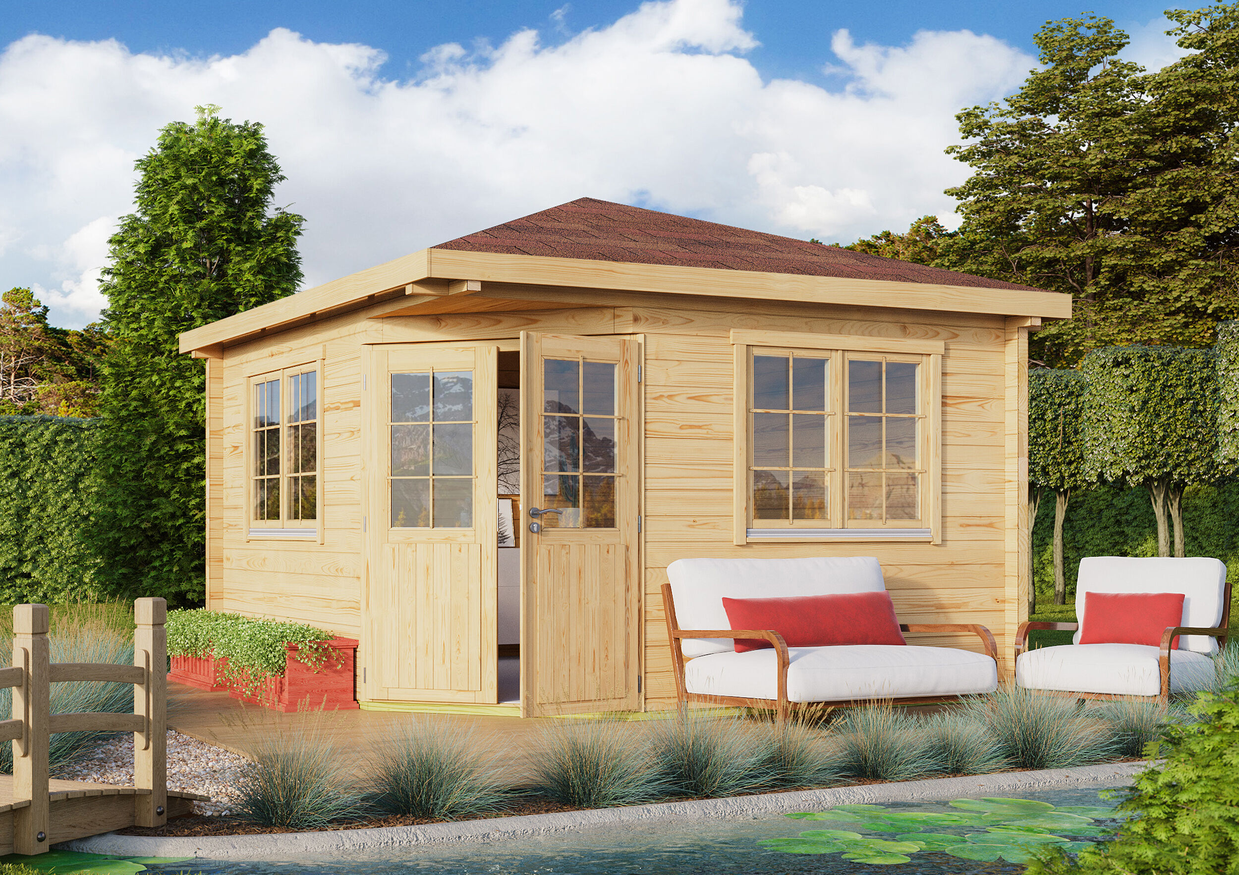 26 % reduziert: Fjordholz Gartenhaus-Sonderangebot Modell Fargo 70 A 16m² Unkategorisiert online kaufen