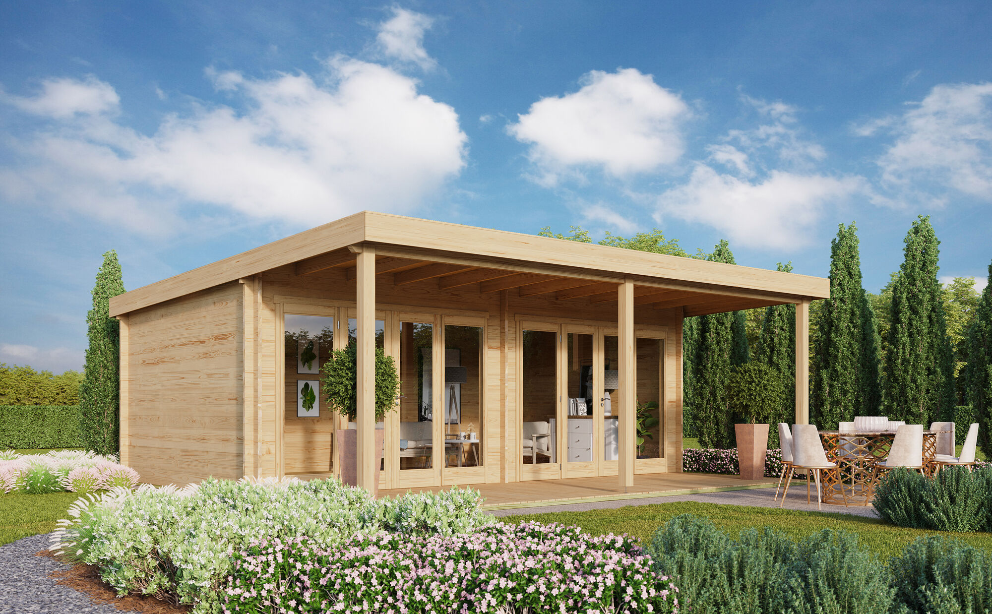 26 % reduziert: Fjordholz Gartenhaus-Sonderangebot Modell Kevin 70 mit Vordach 28m² Unkategorisiert online kaufen