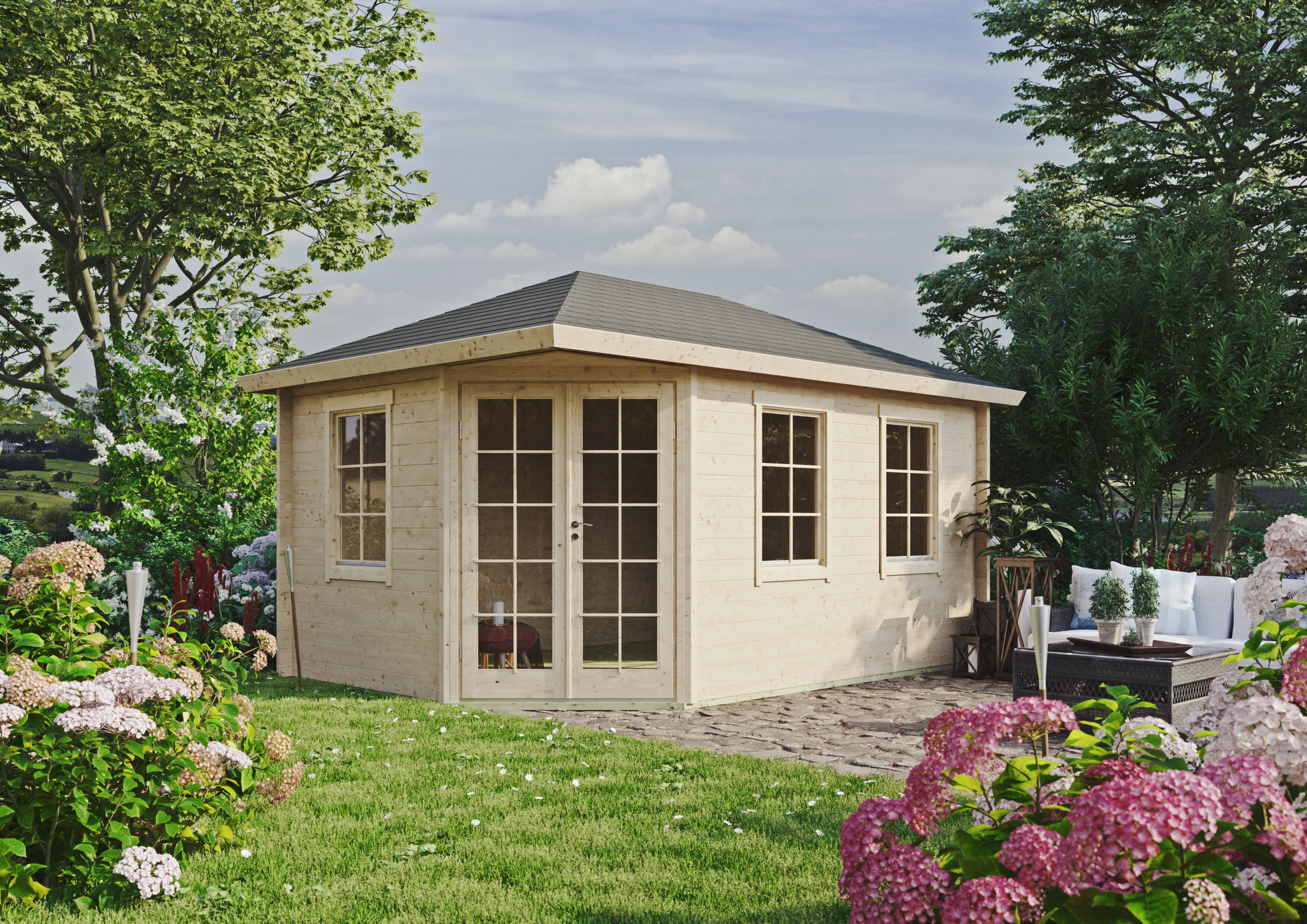 26 % reduziert: Fjordholz Gartenhaus-Sonderangebot Modell Kiano 44 D 12m² Unkategorisiert online kaufen