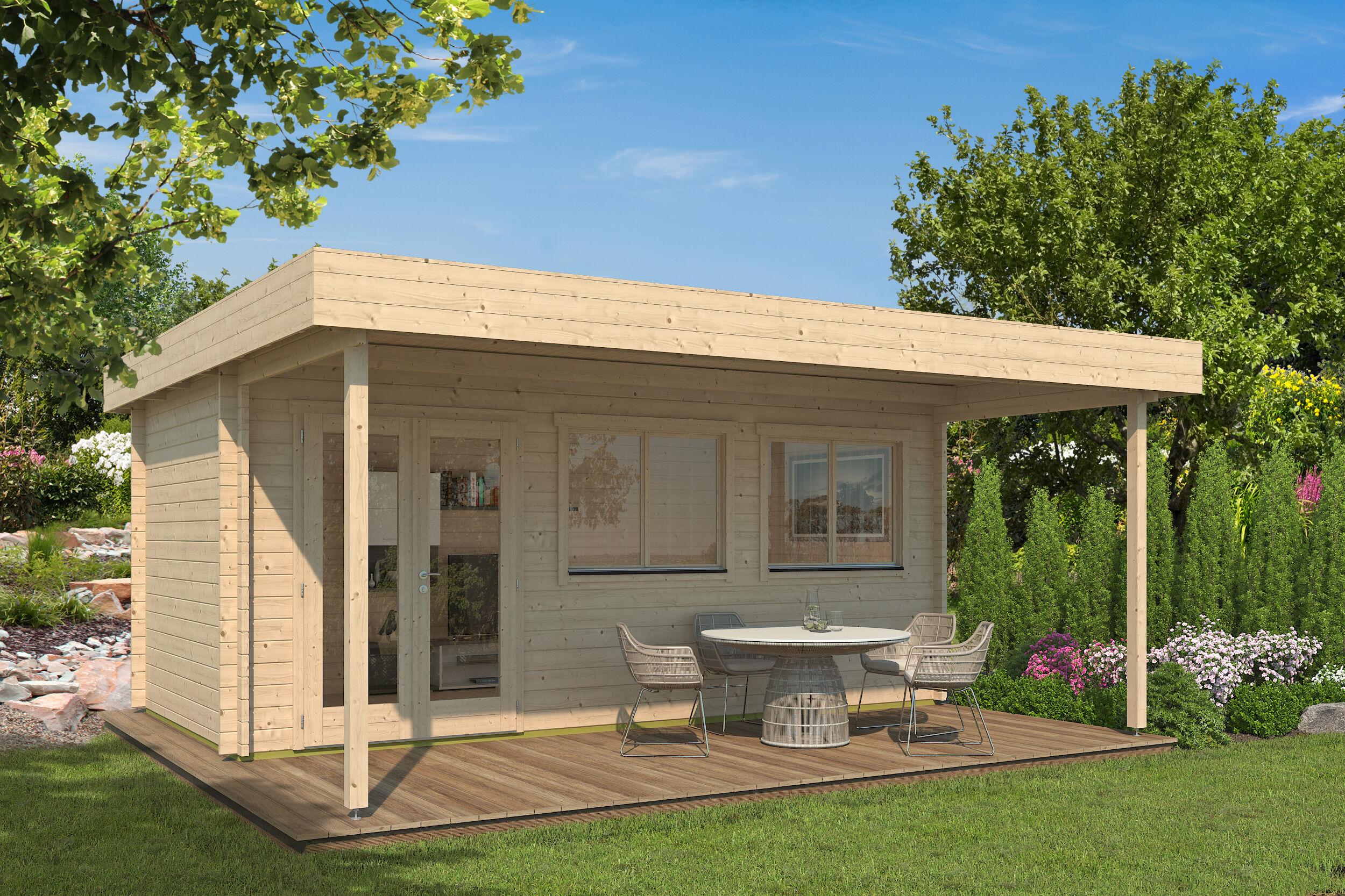 26 % reduziert: Fjordholz Gartenhaus-Sonderangebot Modell Kurt 44 B mit Vordach 24m² Unkategorisiert online kaufen