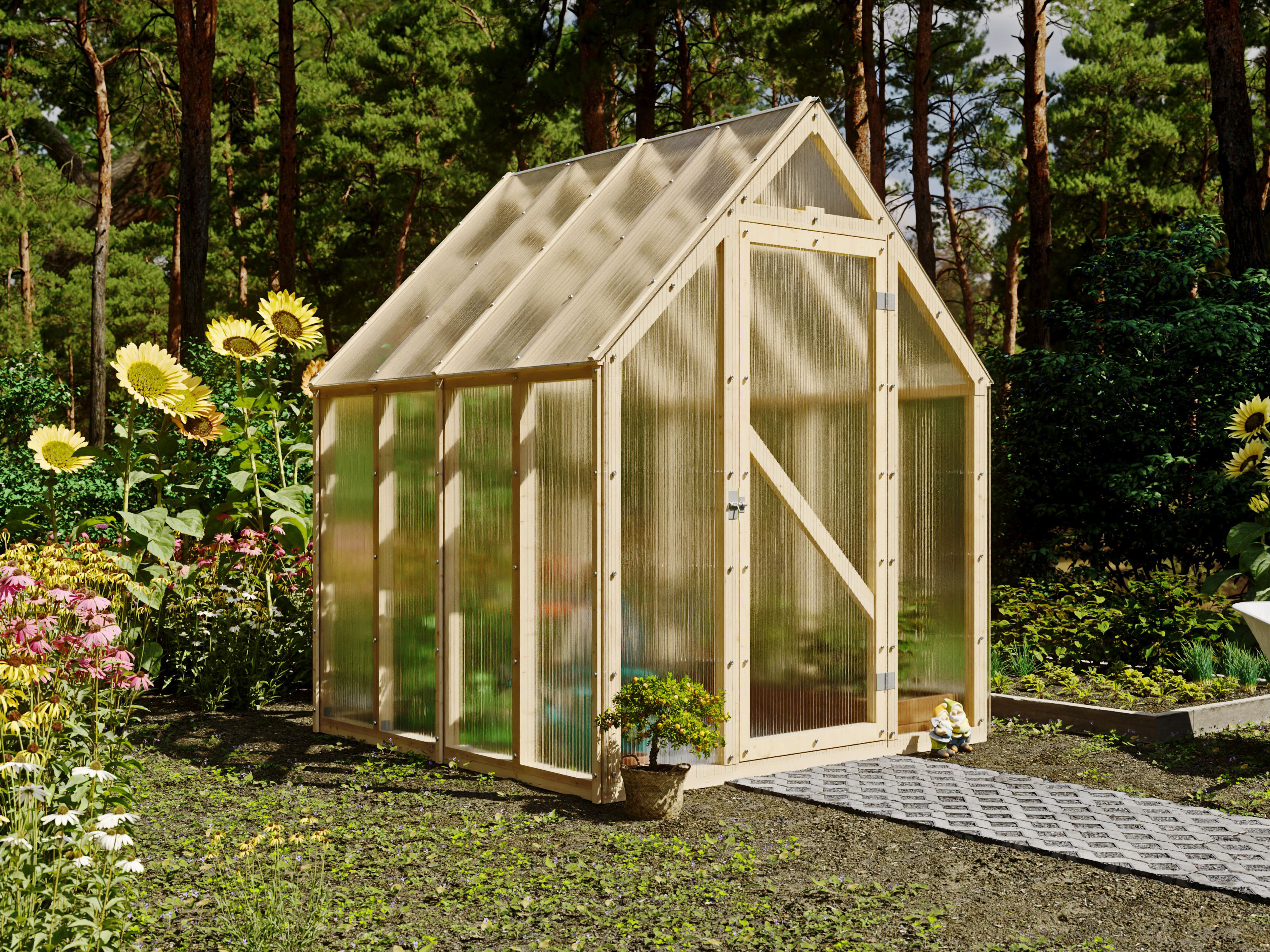 26 % reduziert: Fjordholz Gewächshaus Modell Greenline Basic 4,3 m 4m² Unkategorisiert online kaufen