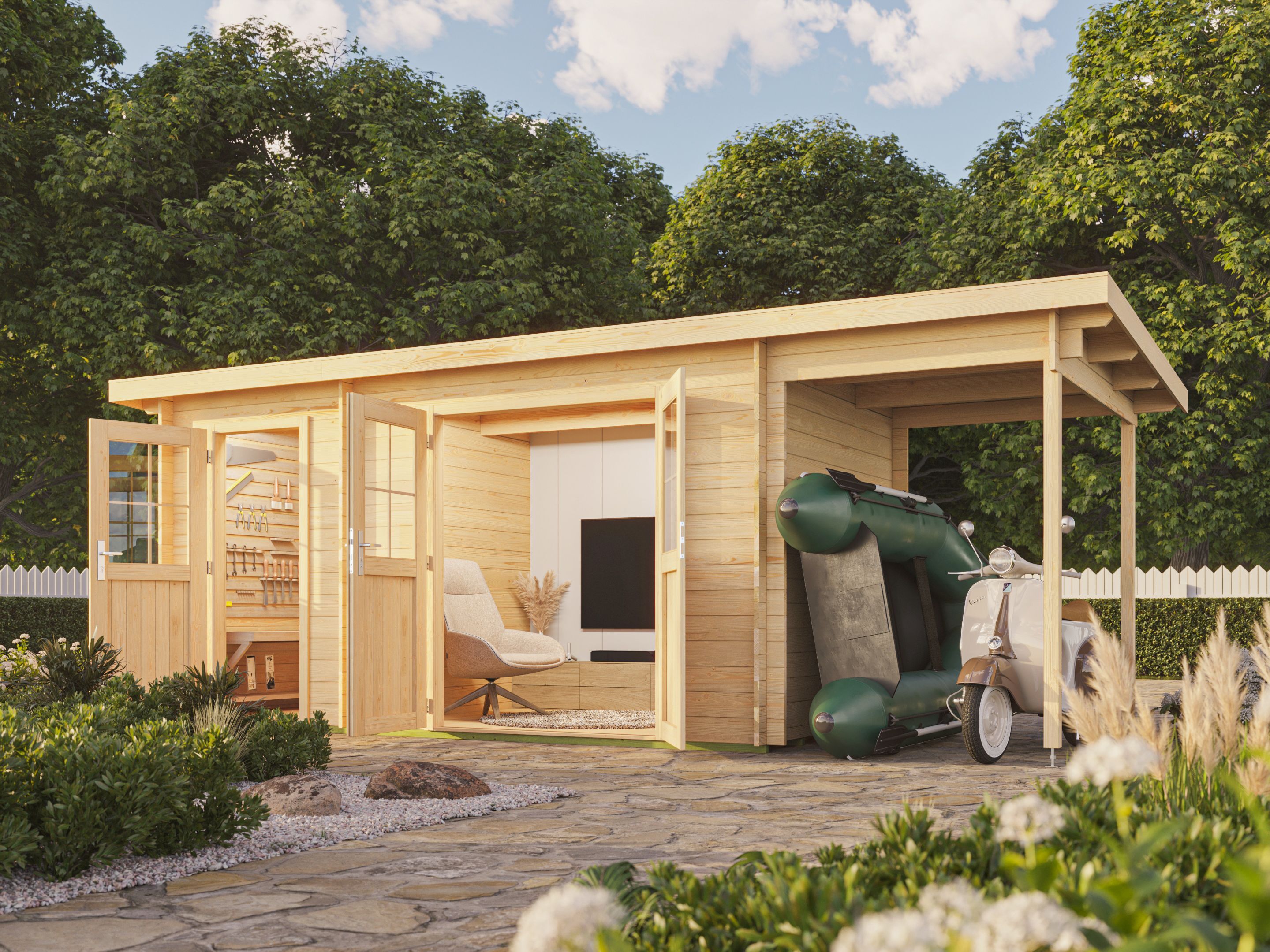 26 % reduziert: Fjordholz Pultdach Gartenhaus-Sonderangebot Modell Ezra 2I 14m² Unkategorisiert online kaufen