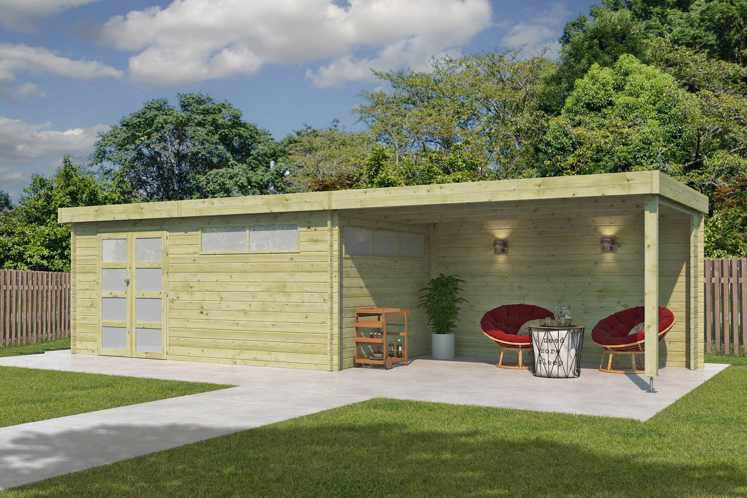 26 % reduziert: Flachdach Gartenhaus-Sonderangebot Modell Nelo 44 D mit 400 cm A 28m² Unkategorisiert online kaufen
