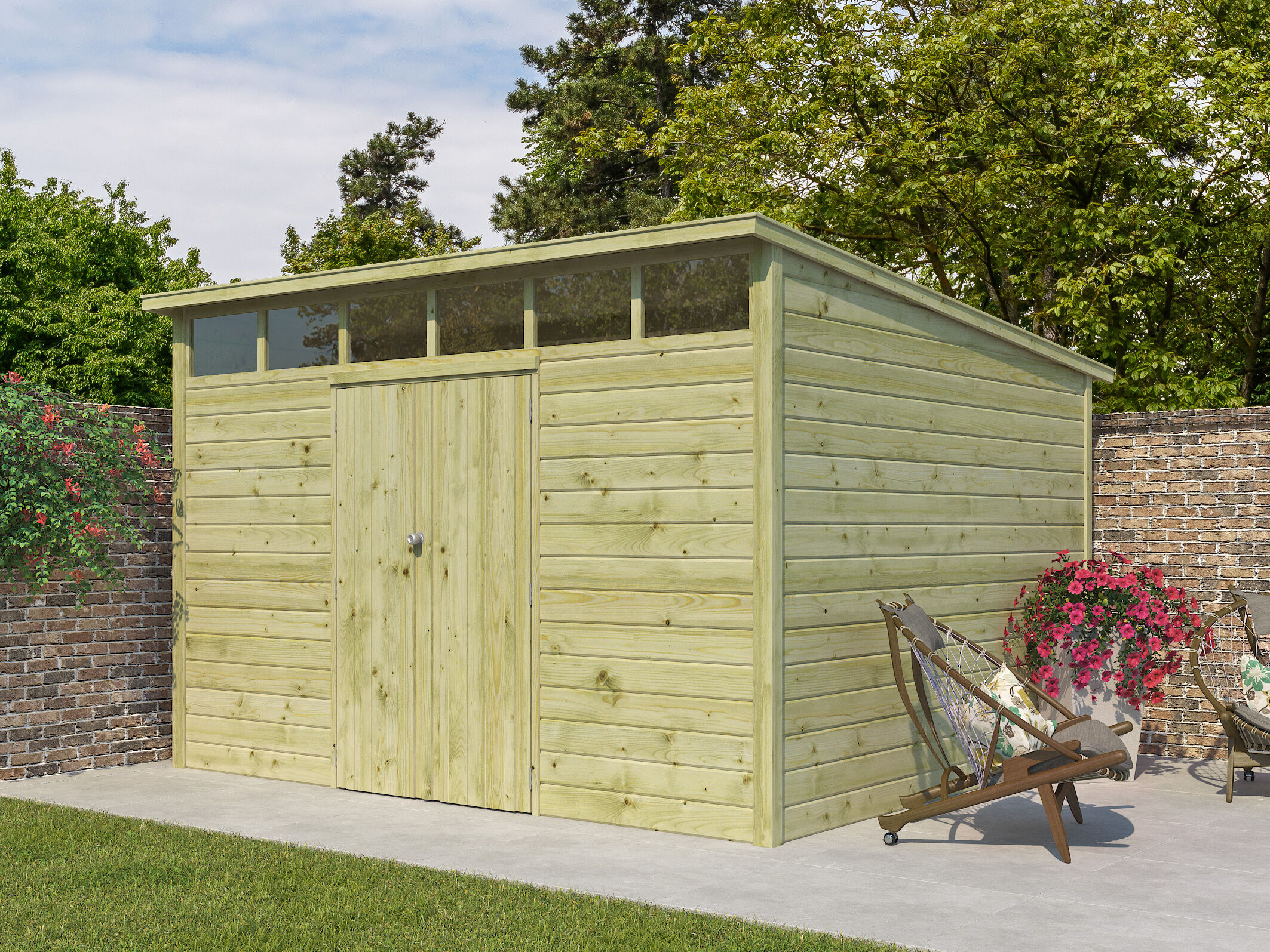 26 % reduziert: Gartenhaus-Sonderangebot Modell Q-Line 10,80 m² 12m² Unkategorisiert online kaufen
