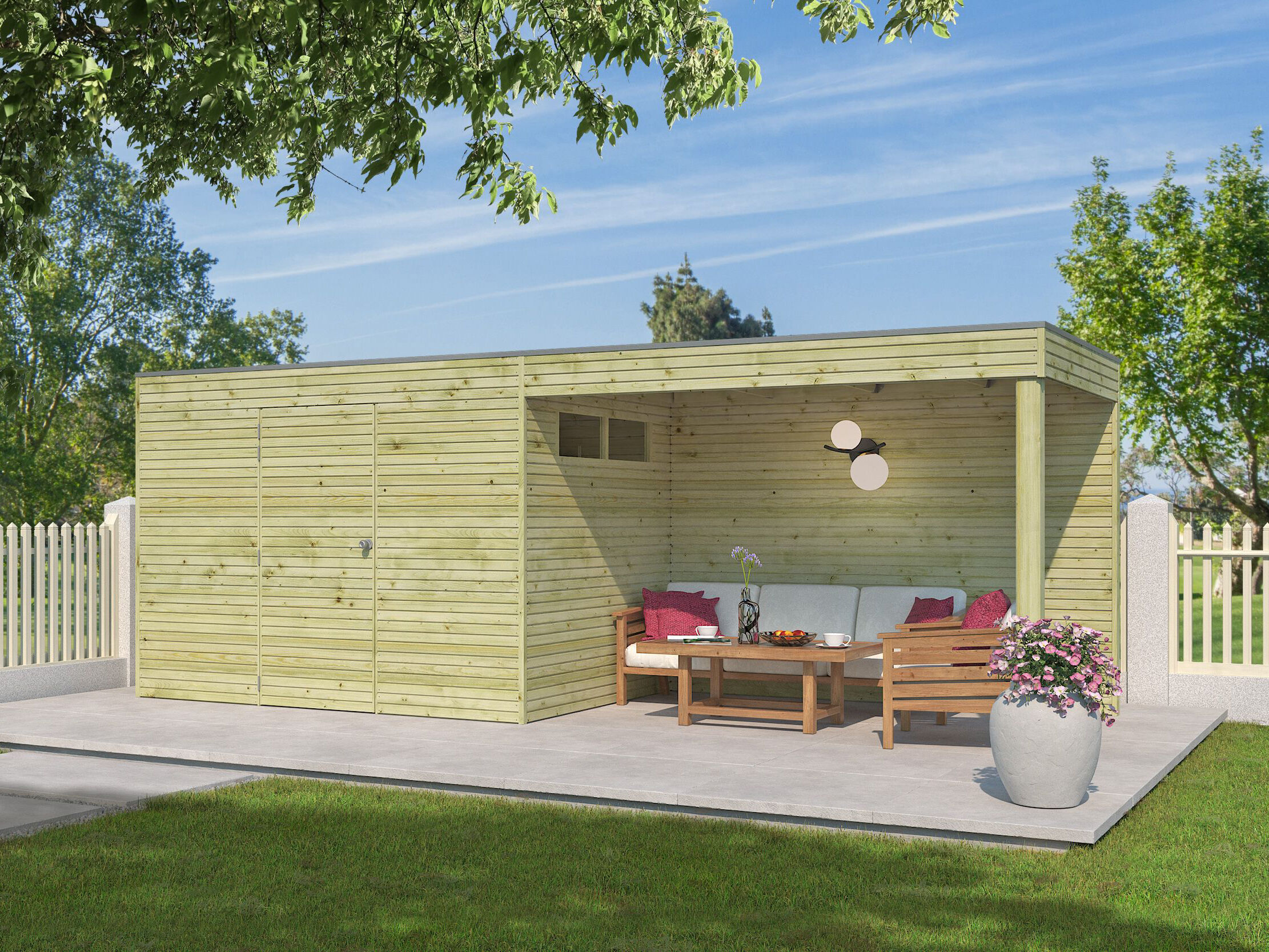 26 % reduziert: Gartenhaus-Sonderangebot Modell QB-Line 6,30 m² + Anbau 6m² Unkategorisiert online kaufen