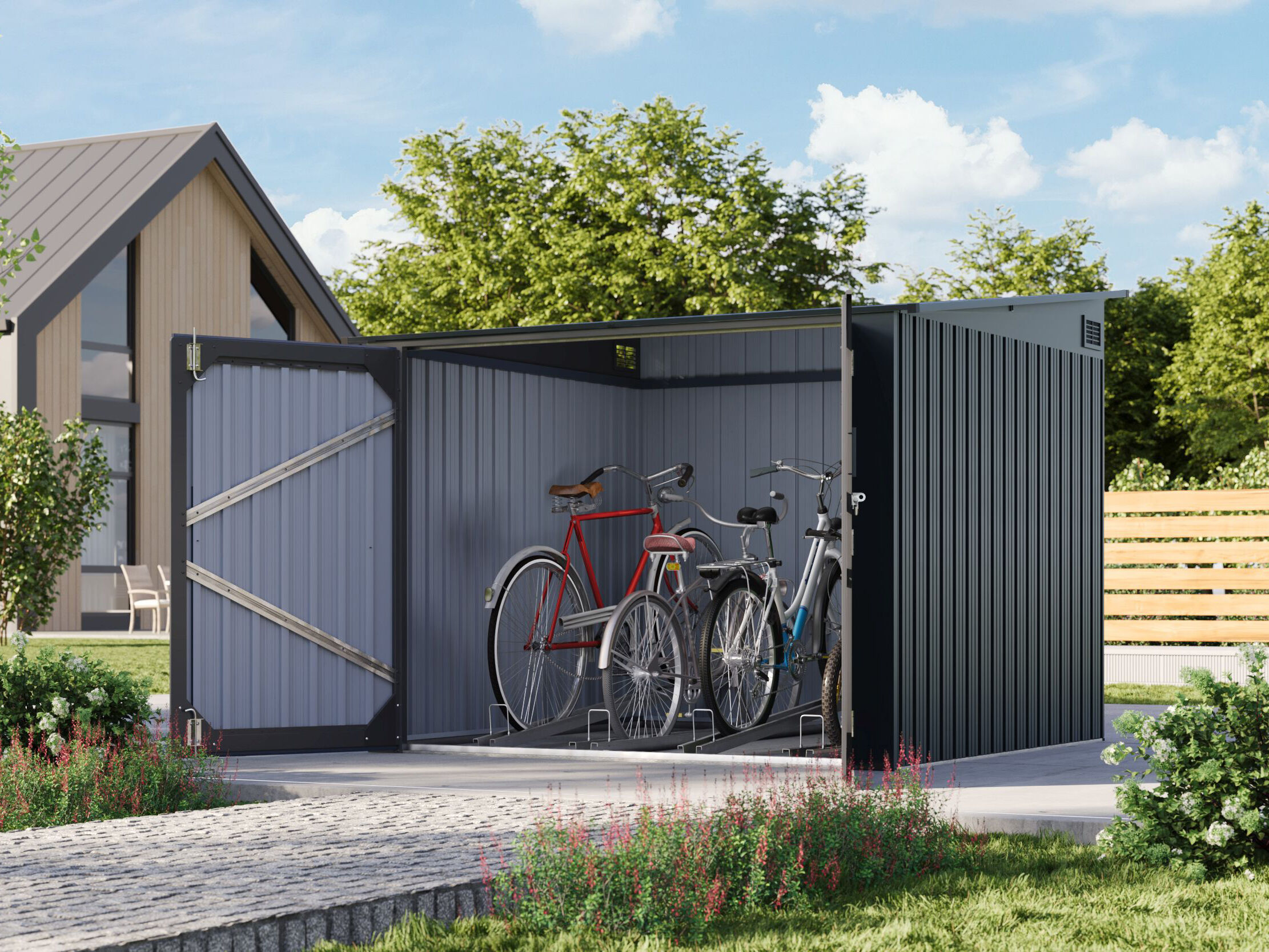 26 % reduziert: Metall Fahrradgarage Modell Pulti 3,69 m² Unkategorisiert online kaufen