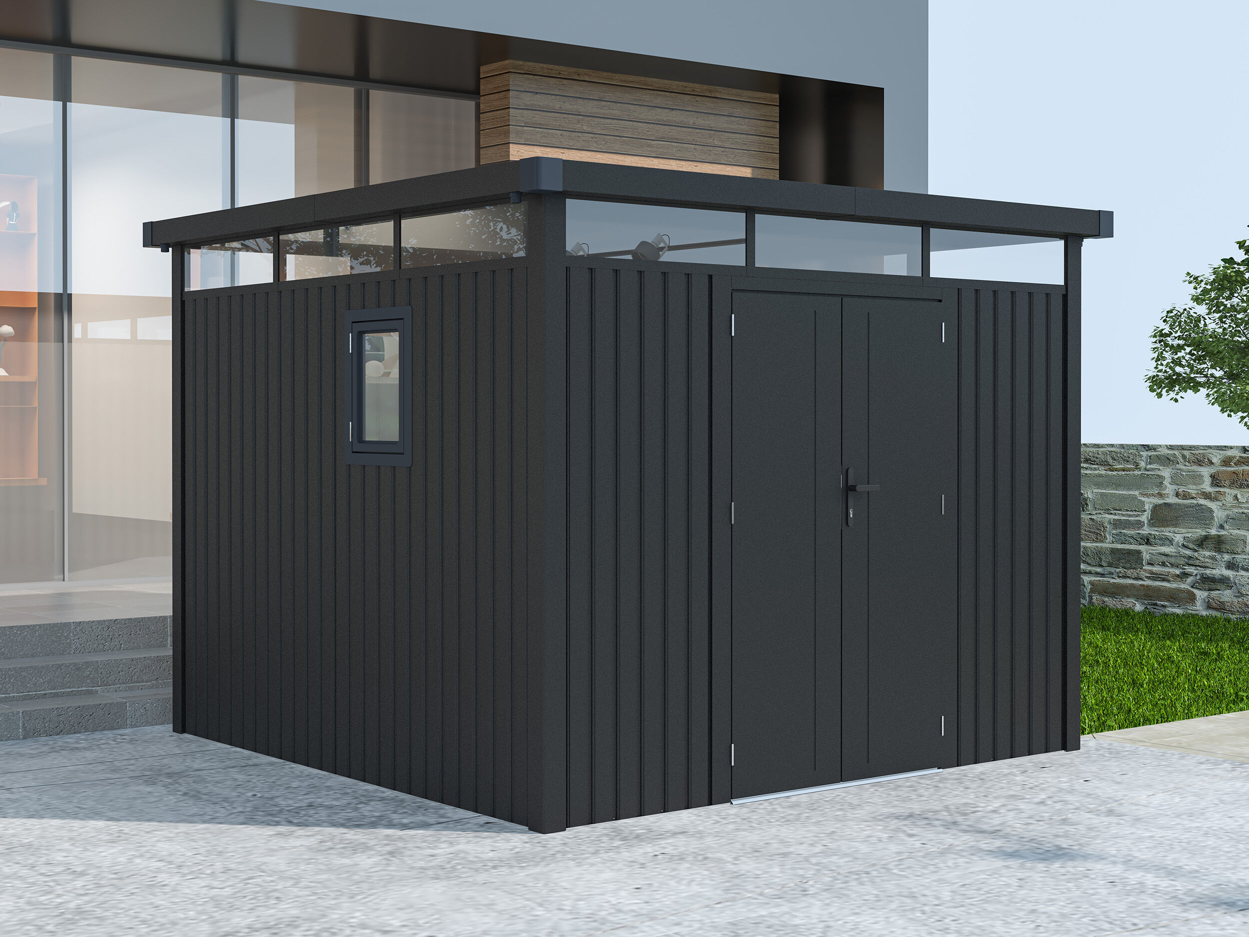 26 % reduziert: Metall Gerätehaus Modell Style 7,56 m² Anthrazit 8m² Unkategorisiert online kaufen