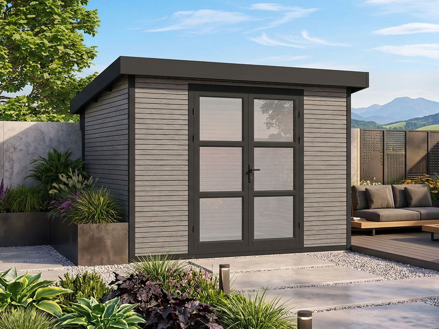 26 % reduziert: WPC Gartenhaus-Sonderangebot Modell FineLine 8,4 m² Grau 9m² Unkategorisiert online kaufen