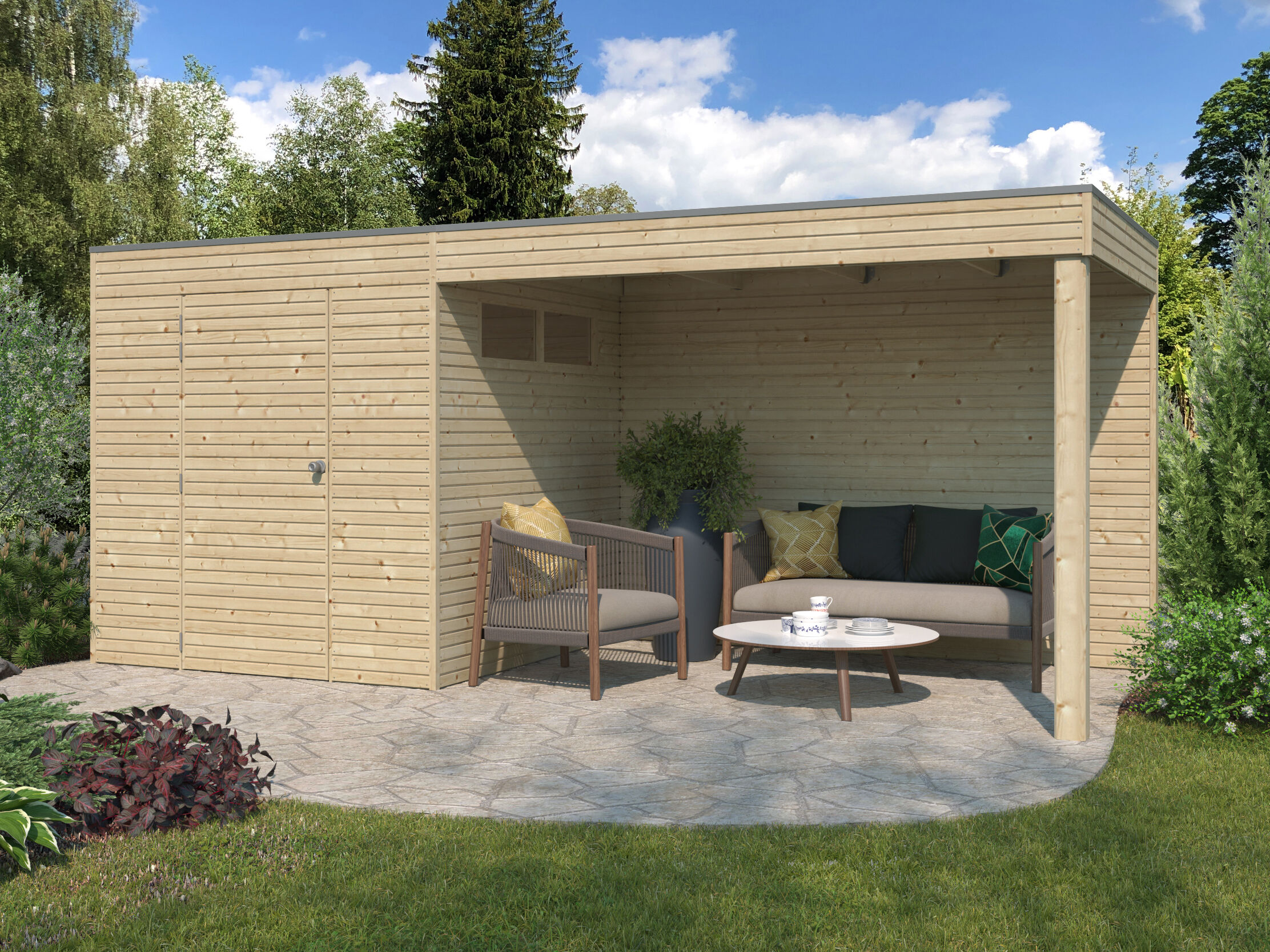 29 % reduziert: Gartenhaus-Sonderangebot Modell QB-Line 4,41 m² + Anbau 24m² Unkategorisiert online kaufen