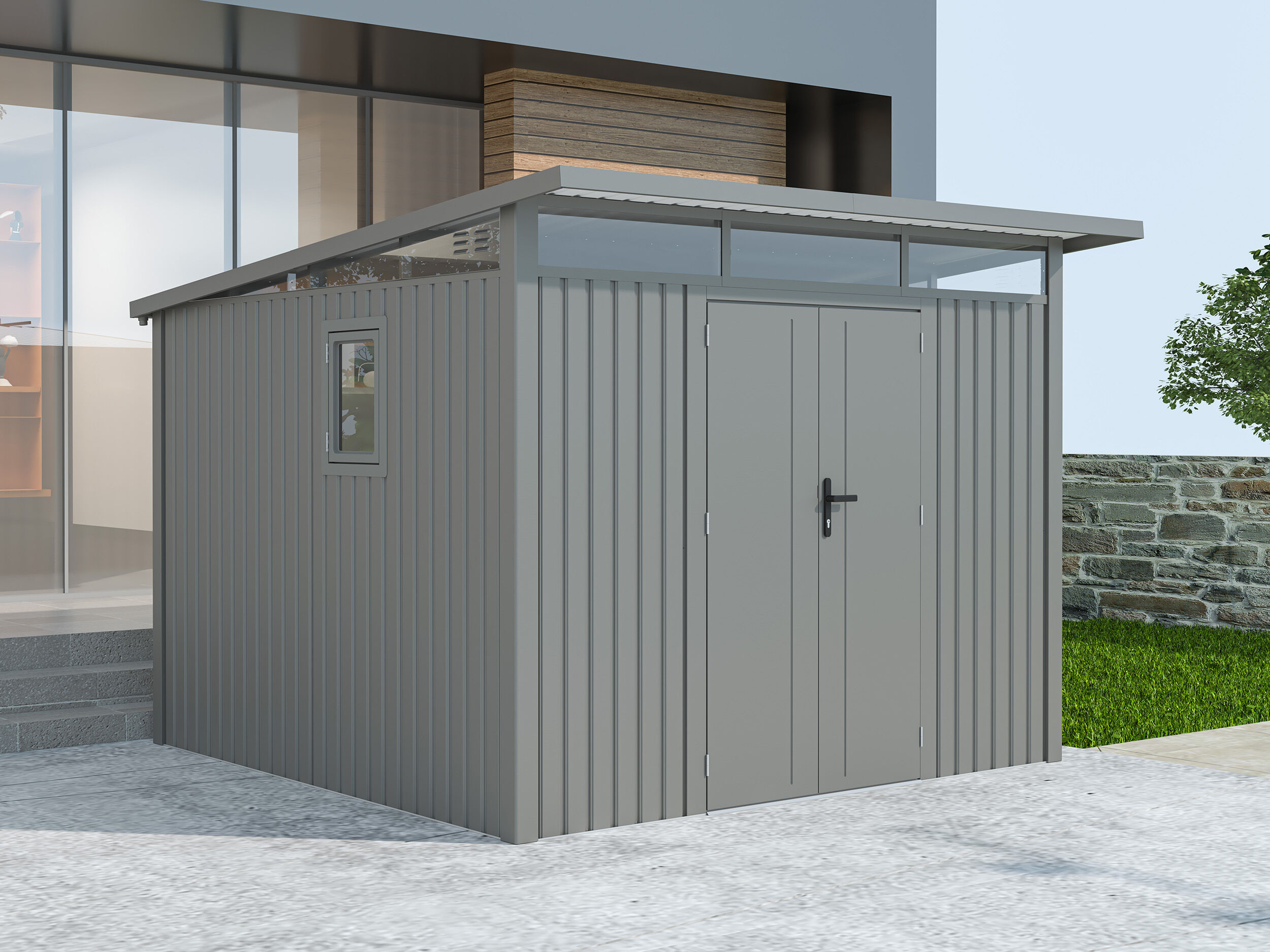 38 % reduziert: Metall Gerätehaus Modell Skylight 7,56 m² Alu Grau 8m² Unkategorisiert online kaufen 38 % reduziert: Metall Gerätehaus Modell Skylight 7,56 m² Alu Grau 8m² Unkategorisiert online kaufen