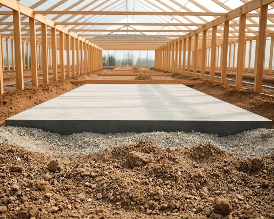 Gewächshausfundament Vorbereitung