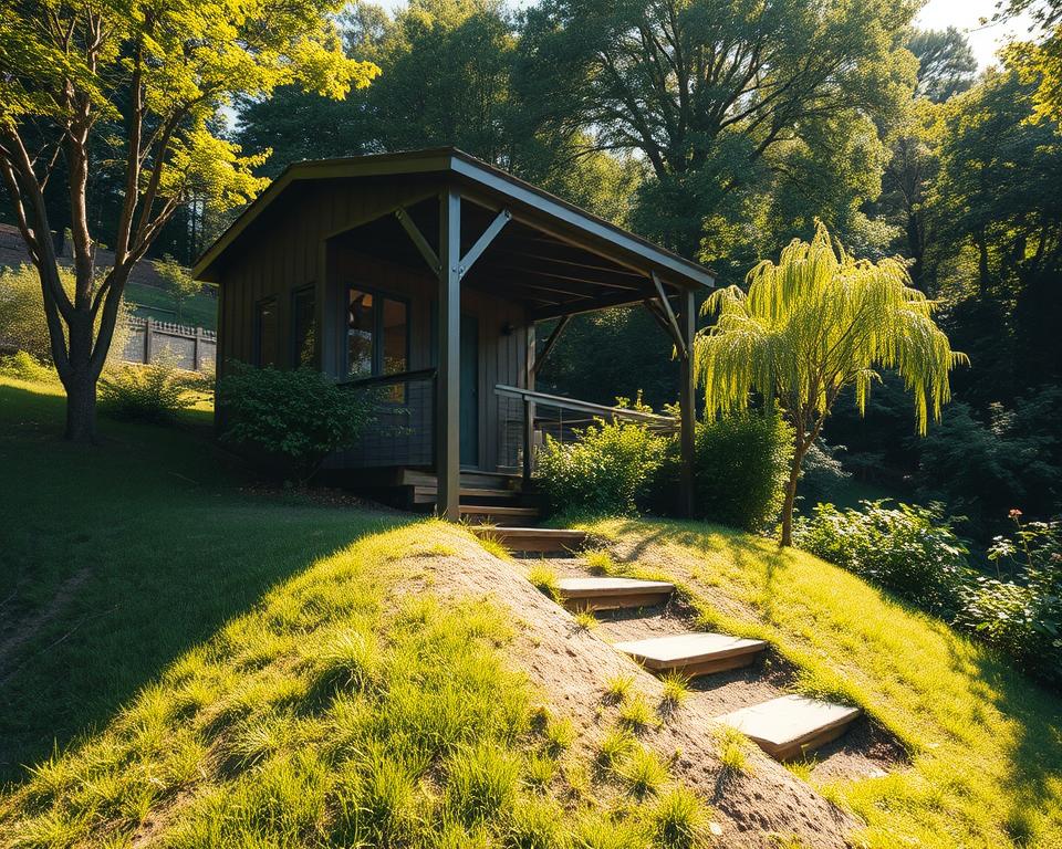 Gartenhaus Hanglage befestigen